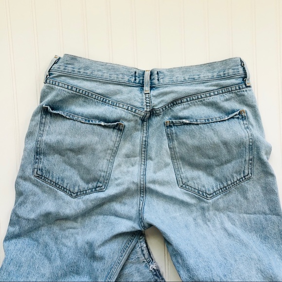 Agolde Riley Distressed High Rise Straight Leg Jeans - Picture 6 of 6